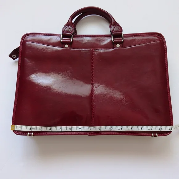 Vantaggio Italian Leather Laptop Briefcase Red RARE 16.5 x 11.5 x 5 RTL $490